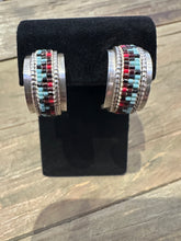 Load image into Gallery viewer, Vintage  Navajo Beaded Hoop Earrings
