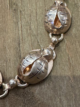 Load image into Gallery viewer, Vintage Sterling Silver Scarab Beetle Concho Necklace
