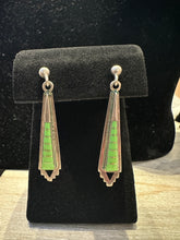 Load image into Gallery viewer, Vintage Zuni Green Turquoise Inlay Earrings
