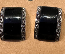 Load image into Gallery viewer, Vintage Black Onyx Earrings w/Marcasite stones
