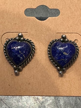 Load image into Gallery viewer, Vintage Heart-Shaped Lapis Lazuli Earrings

