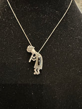 Load image into Gallery viewer, Vintage Kokopelli w Jet Cabochon Necklace
