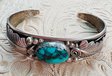 Load image into Gallery viewer, Vintage Turquoise Cabochon Cuff
