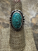 Load image into Gallery viewer, Vintage Spiderweb Turquoise Ring
