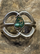 Load image into Gallery viewer, Vintage Navajo-style sandcast turquoise cuff
