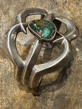 Load image into Gallery viewer, Vintage Navajo-style sandcast turquoise cuff
