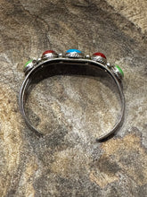 Load image into Gallery viewer, Vintage Red Coral with Blue &amp; Green Turquoise Cuff
