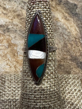 Load image into Gallery viewer, Vintage Zuni multi-stone channel inlay ring
