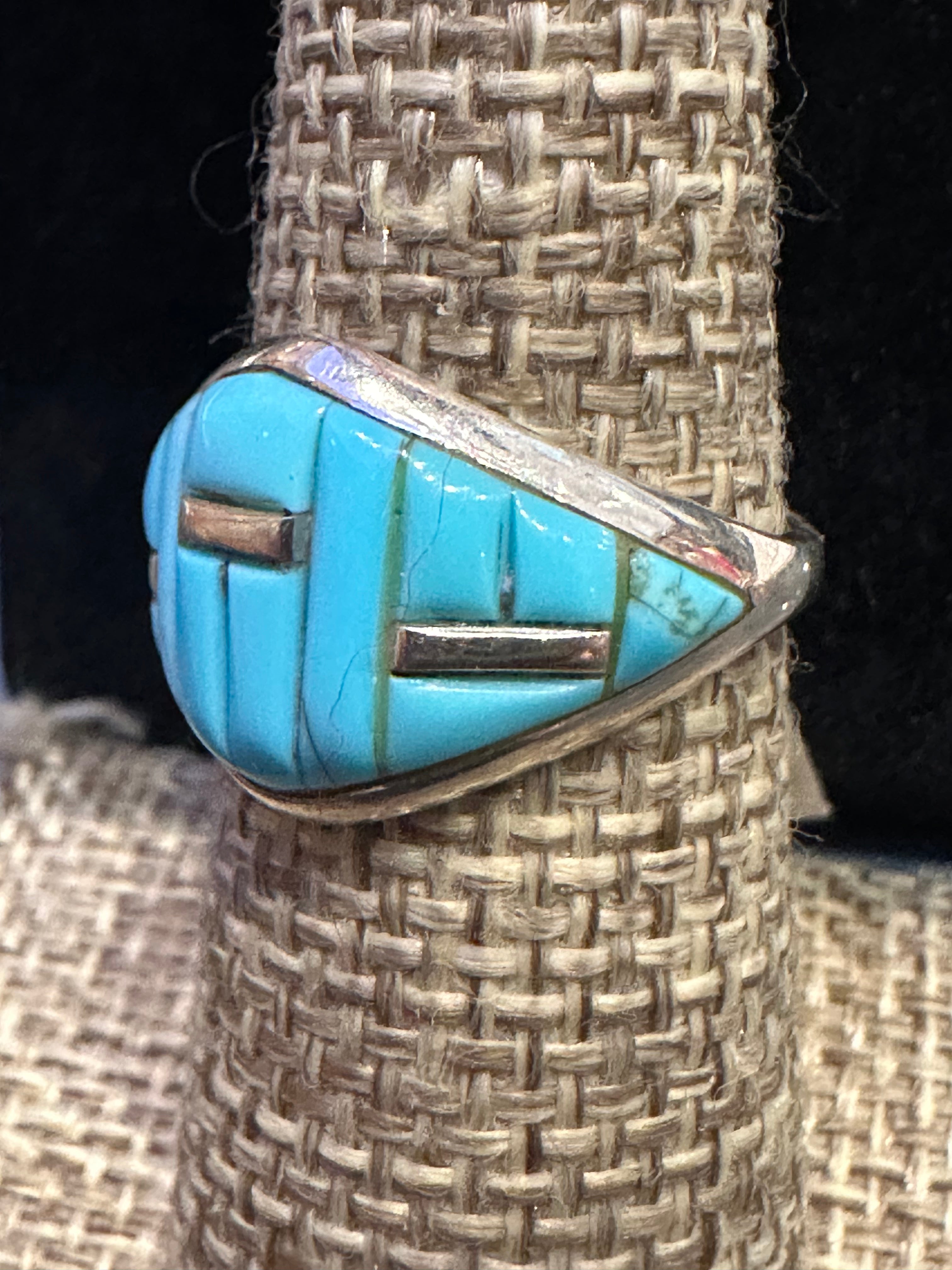 Vintage Turquoise Zuni Inlay Ring – The Find Moab
