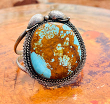 Load image into Gallery viewer, Vintage Sterling Silver Cuff and Commanding Turquoise Cabochon
