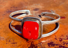 Load image into Gallery viewer, Sterling Silver Red Coral Cuff

