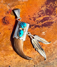 Load image into Gallery viewer, Vintage Bear Claw, Turquoise Sterling Silver Pendant
