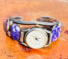 Load image into Gallery viewer, Vintage Sterling Watch Cuff – Purple Mojave Turquoise

