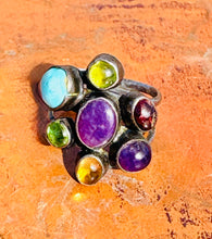 Load image into Gallery viewer, Vintage Multi-Stone Sterling Cluster Ring
