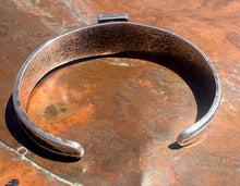 Load image into Gallery viewer, Sterling Silver Cuff with Geometric Design w Serpentine Stone
