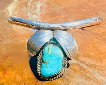 Load image into Gallery viewer, Vintage Turquoise &amp; Sterling Silver Sculptural Cuff
