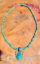 Load image into Gallery viewer, Turquoise Heishi Necklace with Sterling Pendant
