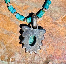 Load image into Gallery viewer, Turquoise Heishi Necklace with Sterling Pendant
