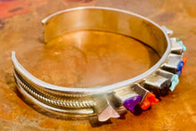 Load image into Gallery viewer, Vintage Multi-Stone Inlay Sterling Silver Cuff
