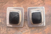 Load image into Gallery viewer, Vintage Black Onyx &amp;  Sterling Silver Stud Earrings
