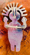 Load image into Gallery viewer, Sterling Silver Kokopelli-Style Turquoise Brooch / Pendant
