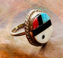 Load image into Gallery viewer, Southwestern Inlay Sunface Ring
