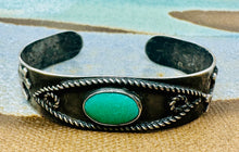 Load image into Gallery viewer, Whimsical Fred Harvey Era Sterling Silver Cuff
