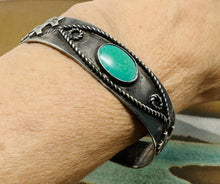 Load image into Gallery viewer, Whimsical Fred Harvey Era Sterling Silver Cuff
