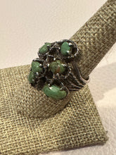 Load image into Gallery viewer, Vintage Green Turquoise Cluster Ring
