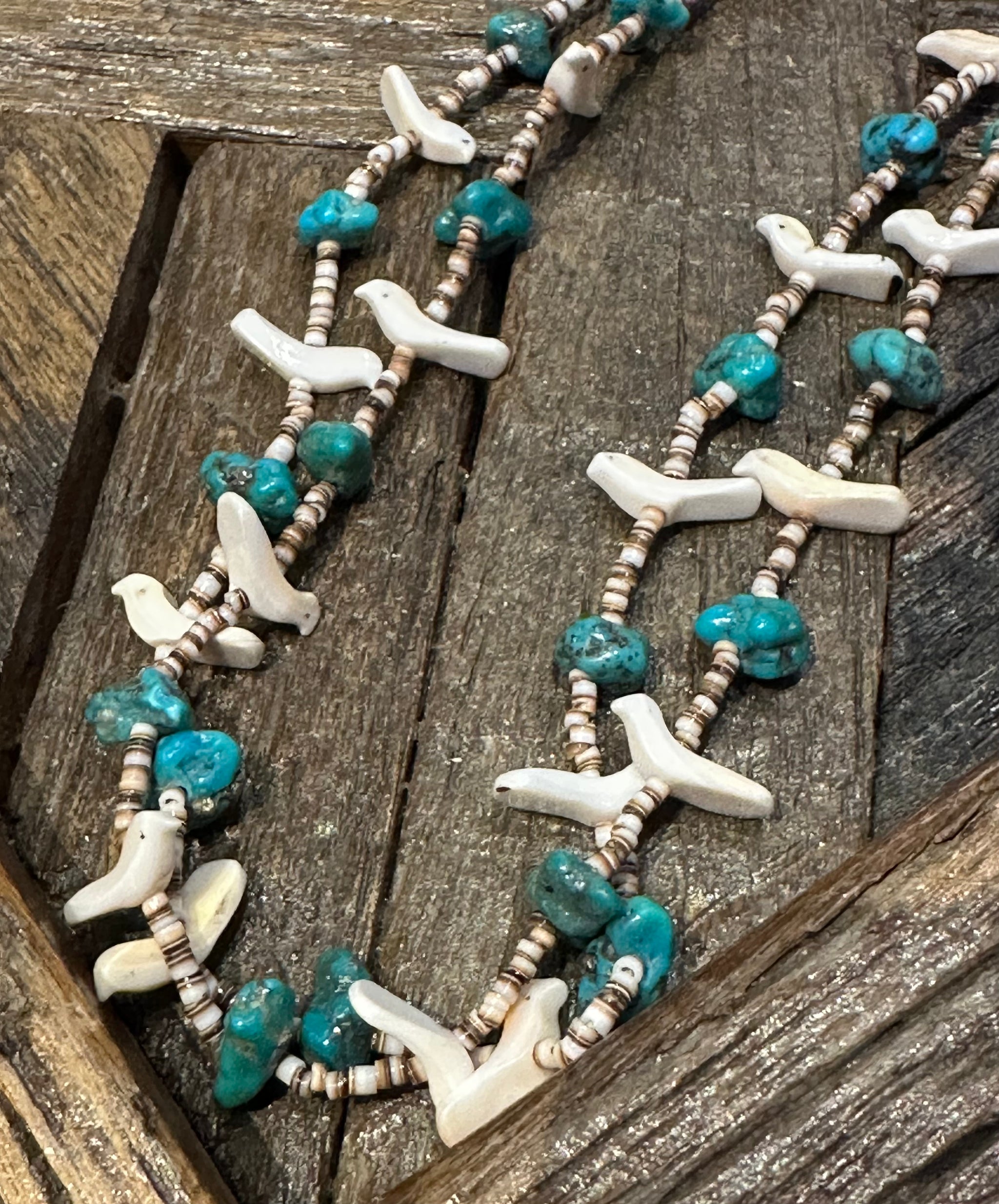 Native American Turquoise Heishi Necklace - Sterling Silver With Coral, Howlite, Lapis - Signed S. Duncan