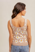 Load image into Gallery viewer, Scallop Edge Floral Sweater Knit Tank
