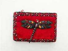 Load image into Gallery viewer, Rectangular Velvet Coin Purse- DragonFly
