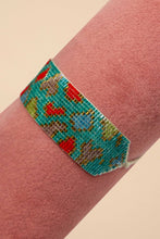 Load image into Gallery viewer, Beaded Bracelet Wide - Leopard, Aqua
