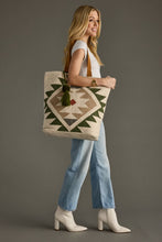 Load image into Gallery viewer, Cream, Green &amp; Tan Western Tote
