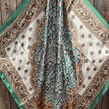 Load image into Gallery viewer, Teal, Brown and Tan Floral Wild Rag
