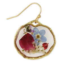 Load image into Gallery viewer, Cottage Floral Blue Red Dried Flower Earrings
