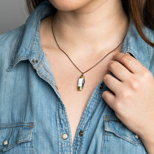Load image into Gallery viewer, Tiny Pearl Handle Knife on Brass Chain Necklace: 18 Inch
