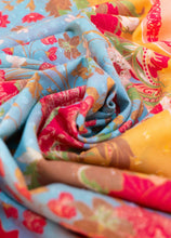 Load image into Gallery viewer, Cotton Scarf - Paisley Poppies: Blue
