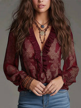Load image into Gallery viewer, Paisley Ruffled Blouse
