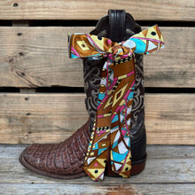 Load image into Gallery viewer, Brown and Yellow Western Skinny Mini Wild Rag
