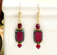 Load image into Gallery viewer, Czech Bead Rectangle Earrings

