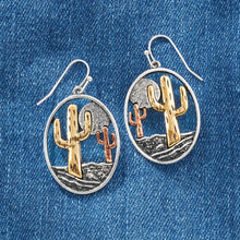 Load image into Gallery viewer, Two Tone Desert Scene Earrings
