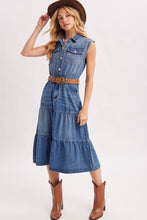 Load image into Gallery viewer, Denim Tiered Midi Dress
