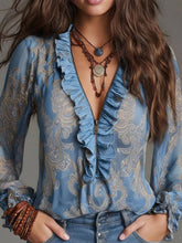 Load image into Gallery viewer, Paisley Ruffled Blouse
