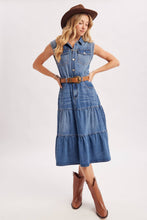 Load image into Gallery viewer, Denim Tiered Midi Dress
