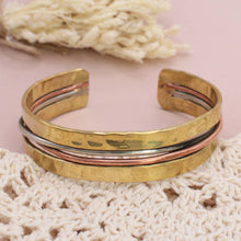 Load image into Gallery viewer, Mixed Metal Twisted Lines Cuff Bracelet
