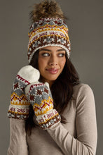 Load image into Gallery viewer, Ivory, Red &amp; Gold Patterned Mittens
