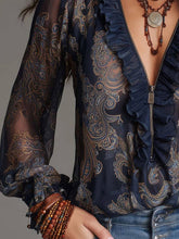 Load image into Gallery viewer, Paisley Ruffled Blouse
