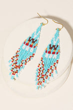 Load image into Gallery viewer, Triangle Seed Beaded Fringe Earrings
