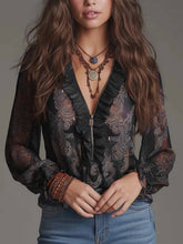 Load image into Gallery viewer, Paisley Ruffled Blouse
